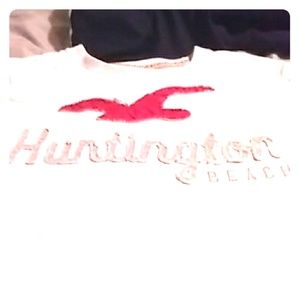 White and red Hollister beach shirt